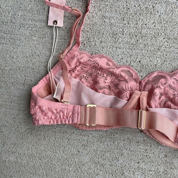 HAH by Free People Demi Bra Size B 30-38 Dusty Rose Hook Up Wireless Lace NEW - Picture 6 of 8